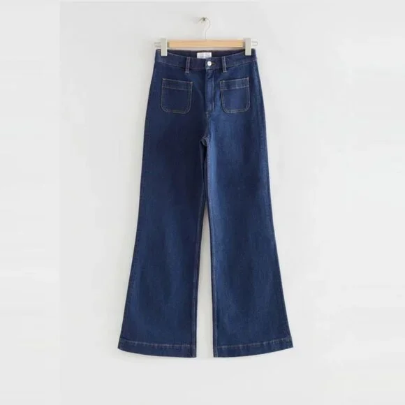 & OTHER STORIES High Waisted Wide Leg Flared Jeans. New Blue 28 - Picture 2 of 13